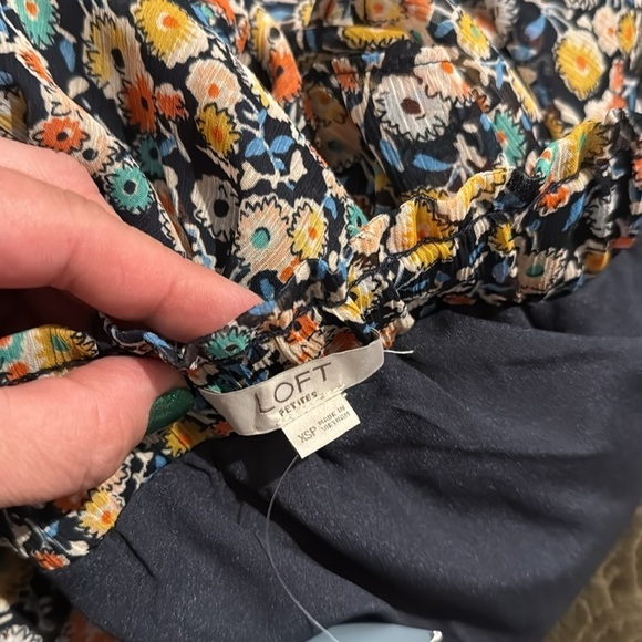 Loft skirt Yellow & Blue Floral tiered NEW xs petite - Picture 2 of 4